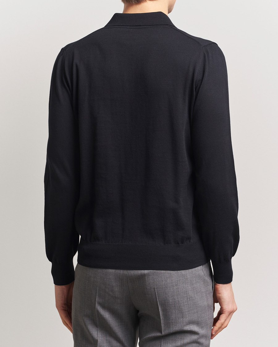 Men | Sweaters & Knitwear | Canali | Cotton Long Sleeve Polo Black