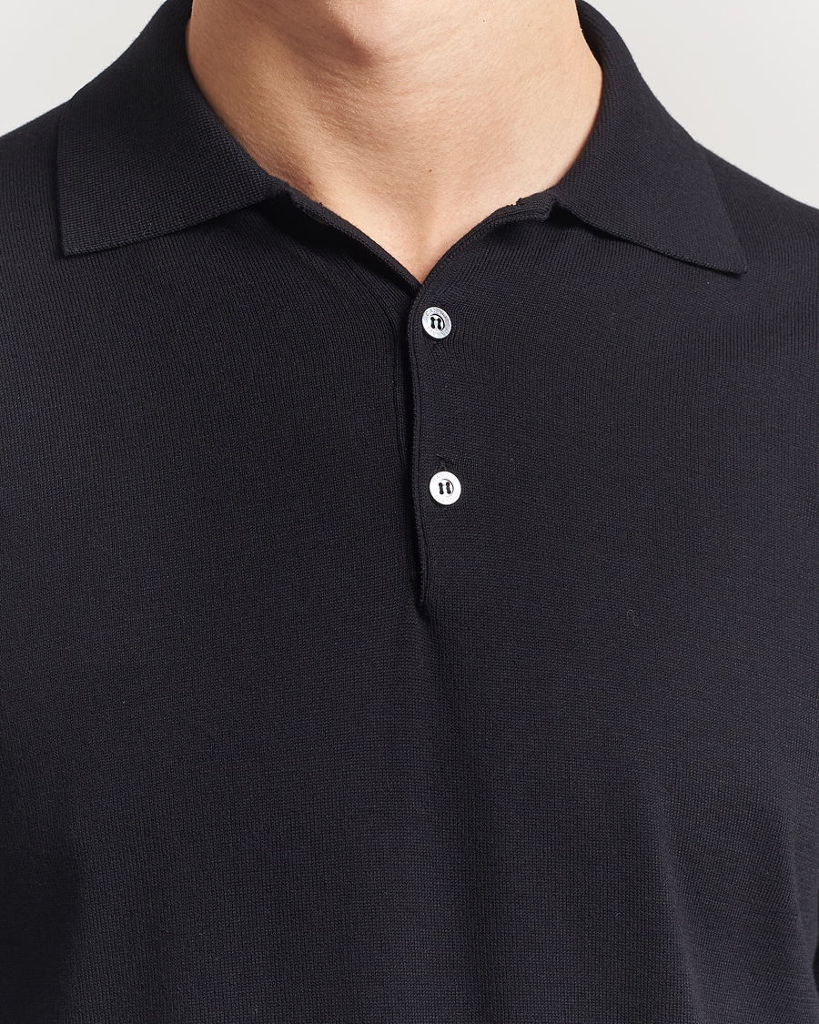 Men | Sweaters & Knitwear | Canali | Cotton Long Sleeve Polo Black