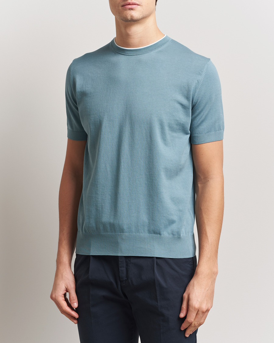 Men | T-Shirts | Canali | Contrast Short Sleeve T-Shirt Teal