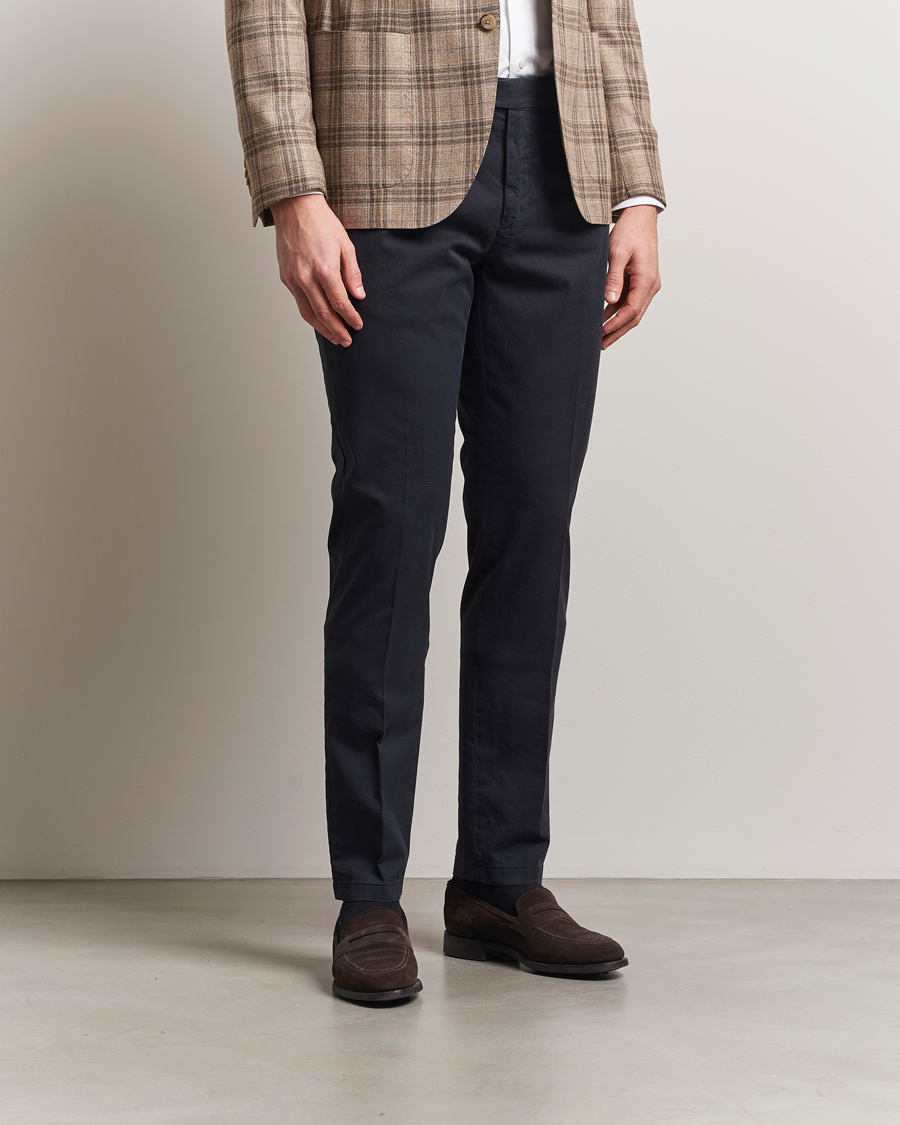 Men | Trousers | Canali | Slim Fit Cotton Stretch Chinos Navy