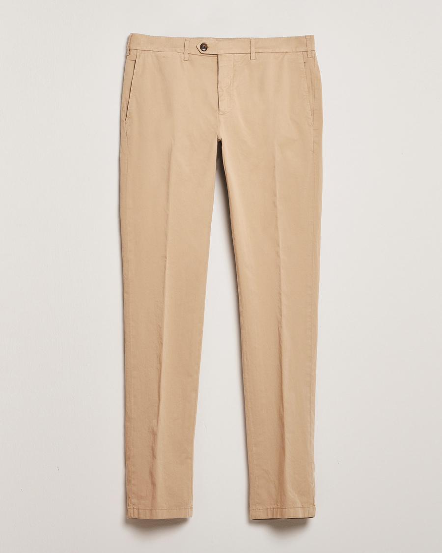 Men | Trousers | Canali | Slim Fit Cotton Stretch Chinos Beige