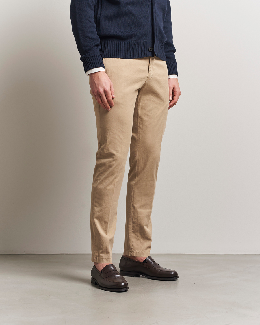 Men | Trousers | Canali | Slim Fit Cotton Stretch Chinos Beige