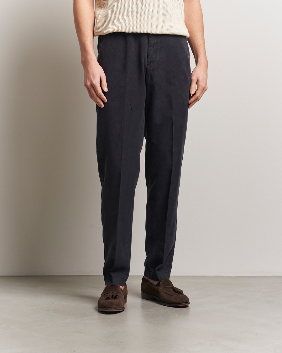 Men | Trousers | Canali | Drawstring Slacks Navy