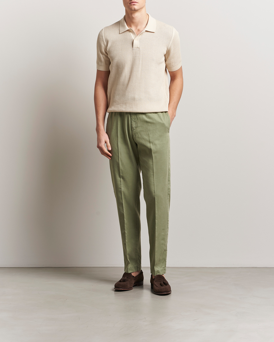 Men | Trousers | Canali | Drawstring Slacks Military Green