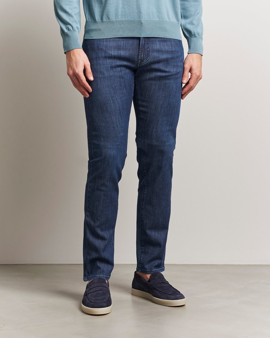 Men | Jeans | Canali | Slim Fit 5-Pocket Jeans Dark Blue Wash