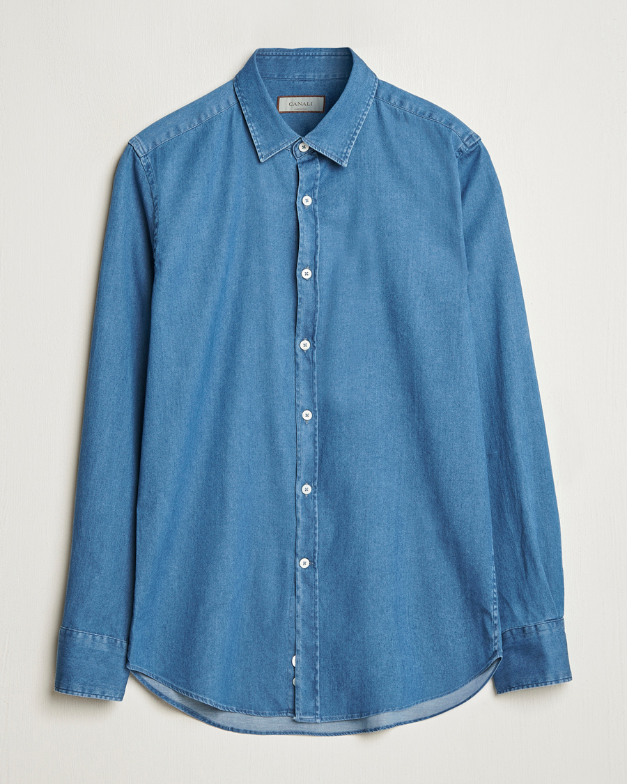 Men | Shirts | Canali | Slim Fit Denim Shirt Medium Blue Wash