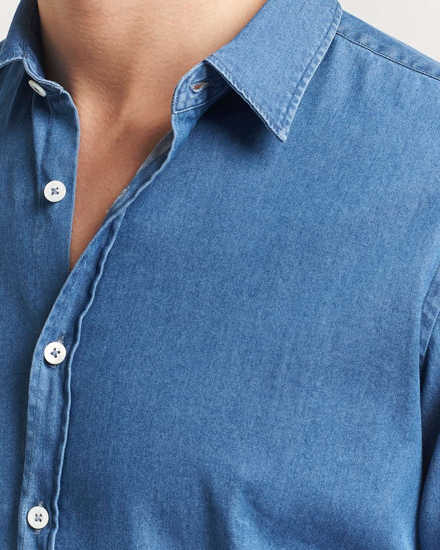 Men | Shirts | Canali | Slim Fit Denim Shirt Medium Blue Wash