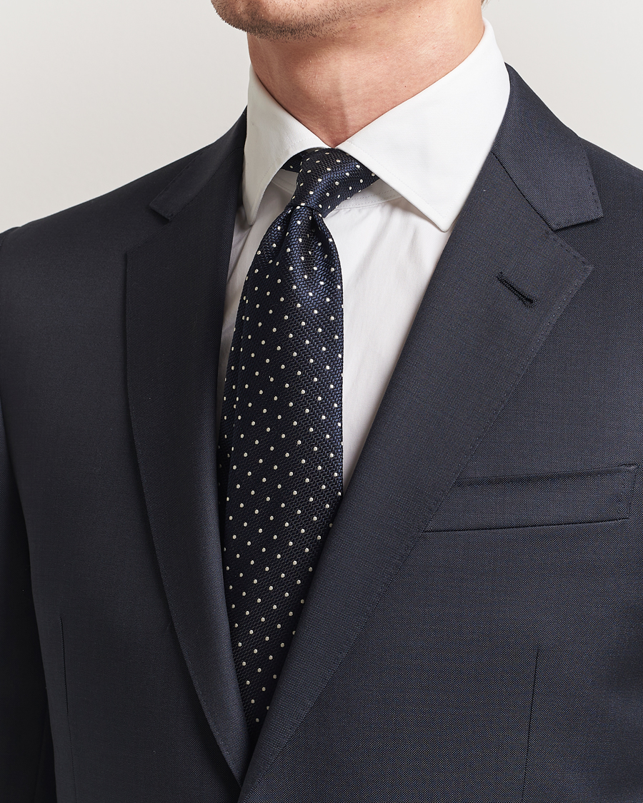 Men | Ties | Canali | Micro Dot Silk Tie Navy
