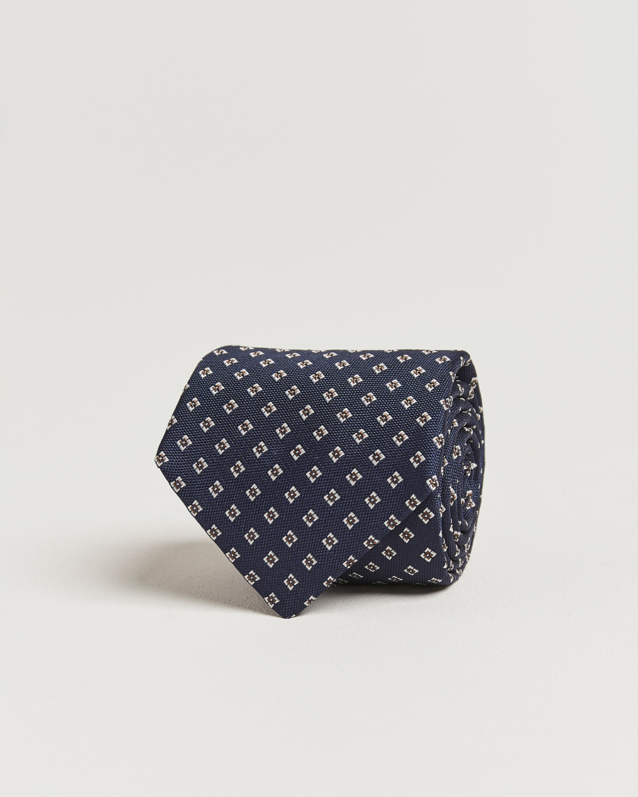 Men | Ties | Canali | Jacquard Flower Silk Tie Navy