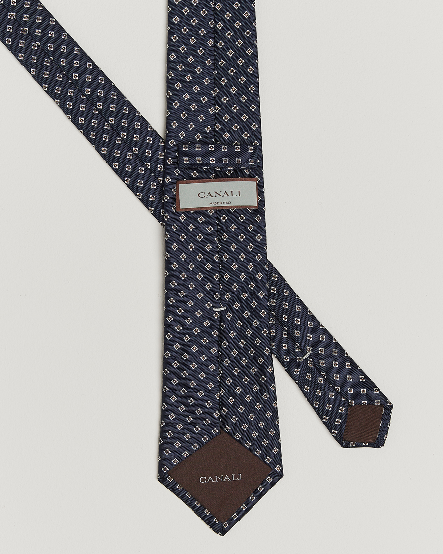 Men | Ties | Canali | Jacquard Flower Silk Tie Navy