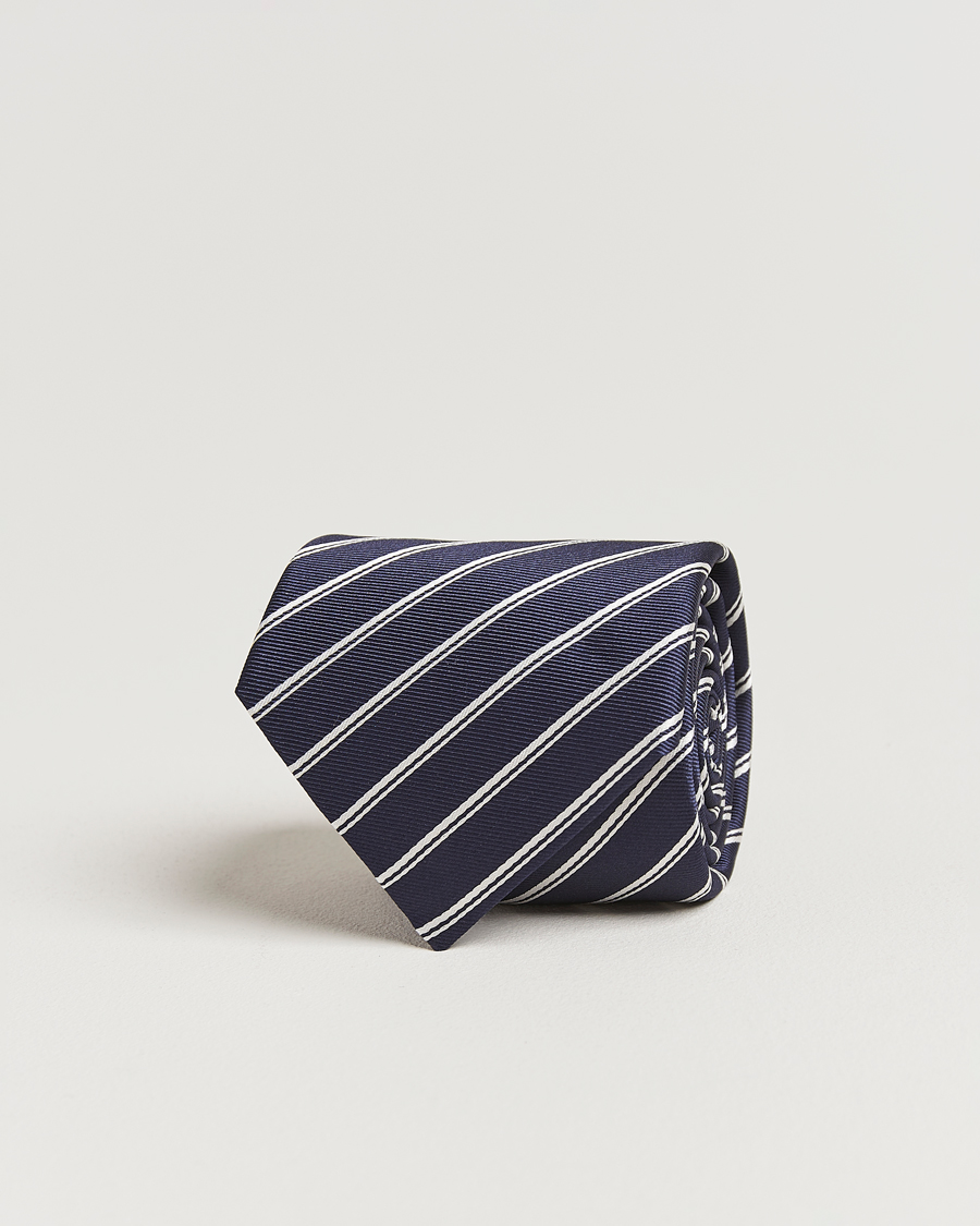 Men | Ties | Canali | Regimental Stripe Silk Tie Navy