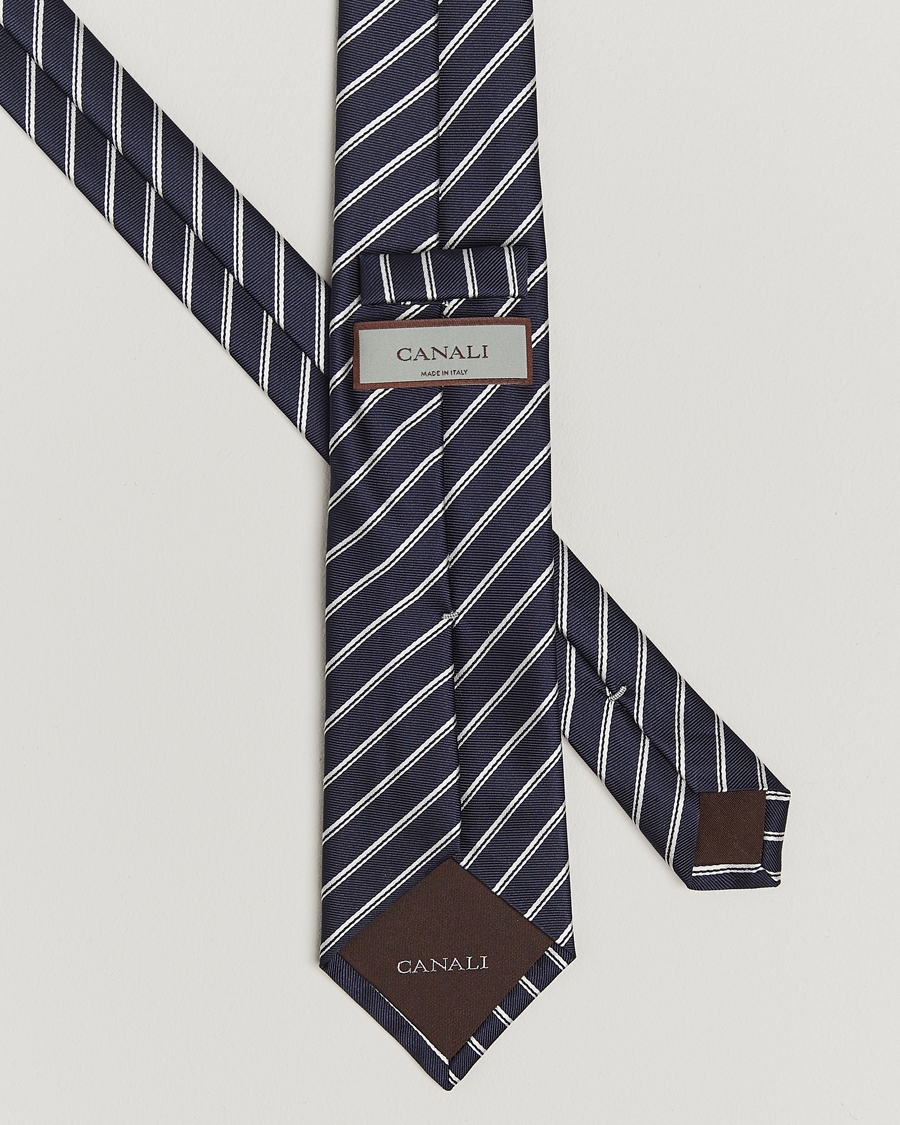 Men | Ties | Canali | Regimental Stripe Silk Tie Navy
