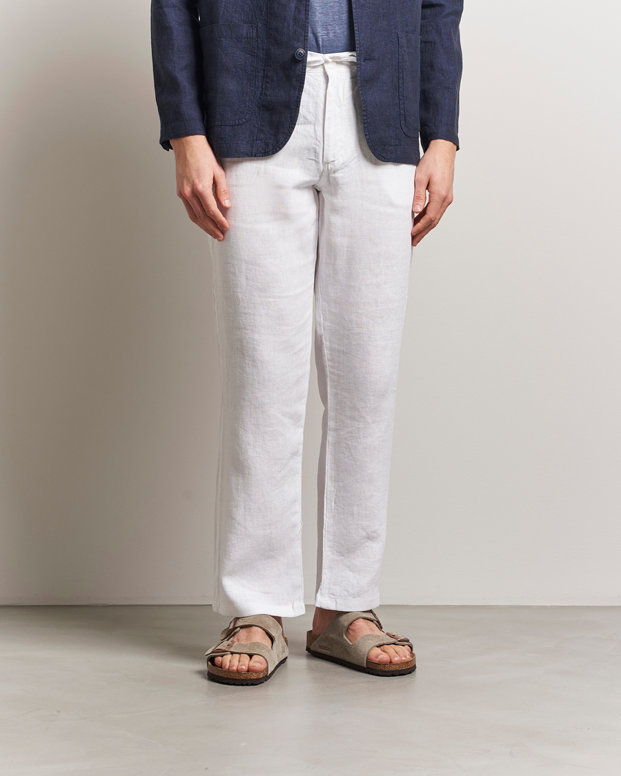 Men | Trousers | KnowledgeCotton Apparel | Loose Linen Pants Bright White
