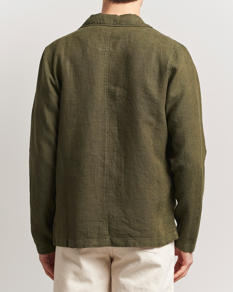 Men | Shirts | KnowledgeCotton Apparel | Linen Overshirt Burnt Olive