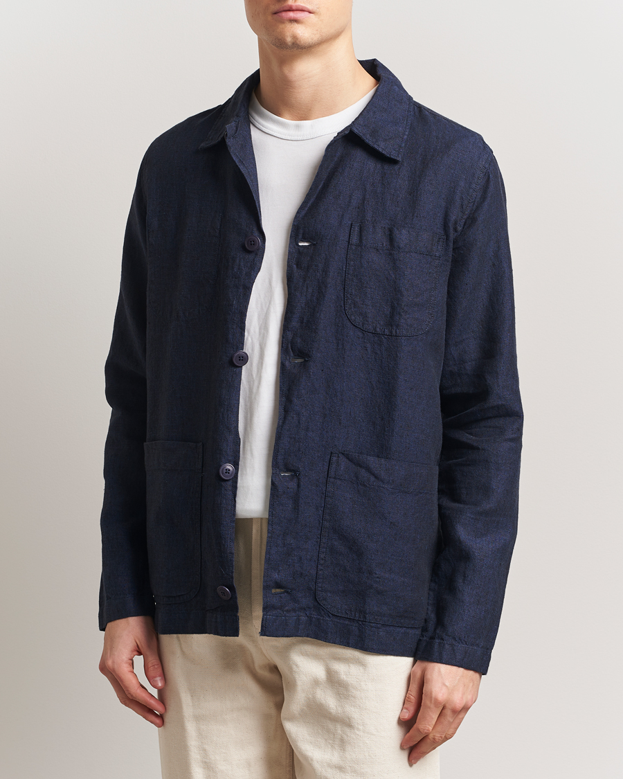 Men | Shirts | KnowledgeCotton Apparel | Linen Overshirt Total Eclipse