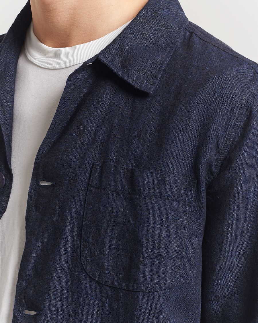 Men | Shirts | KnowledgeCotton Apparel | Linen Overshirt Total Eclipse