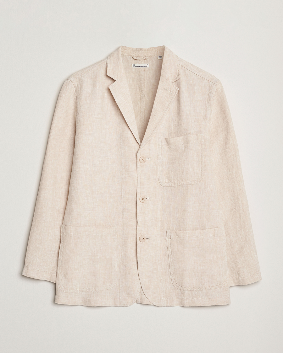 Men | Blazers | KnowledgeCotton Apparel | Linen Blazer Light Feather Grey