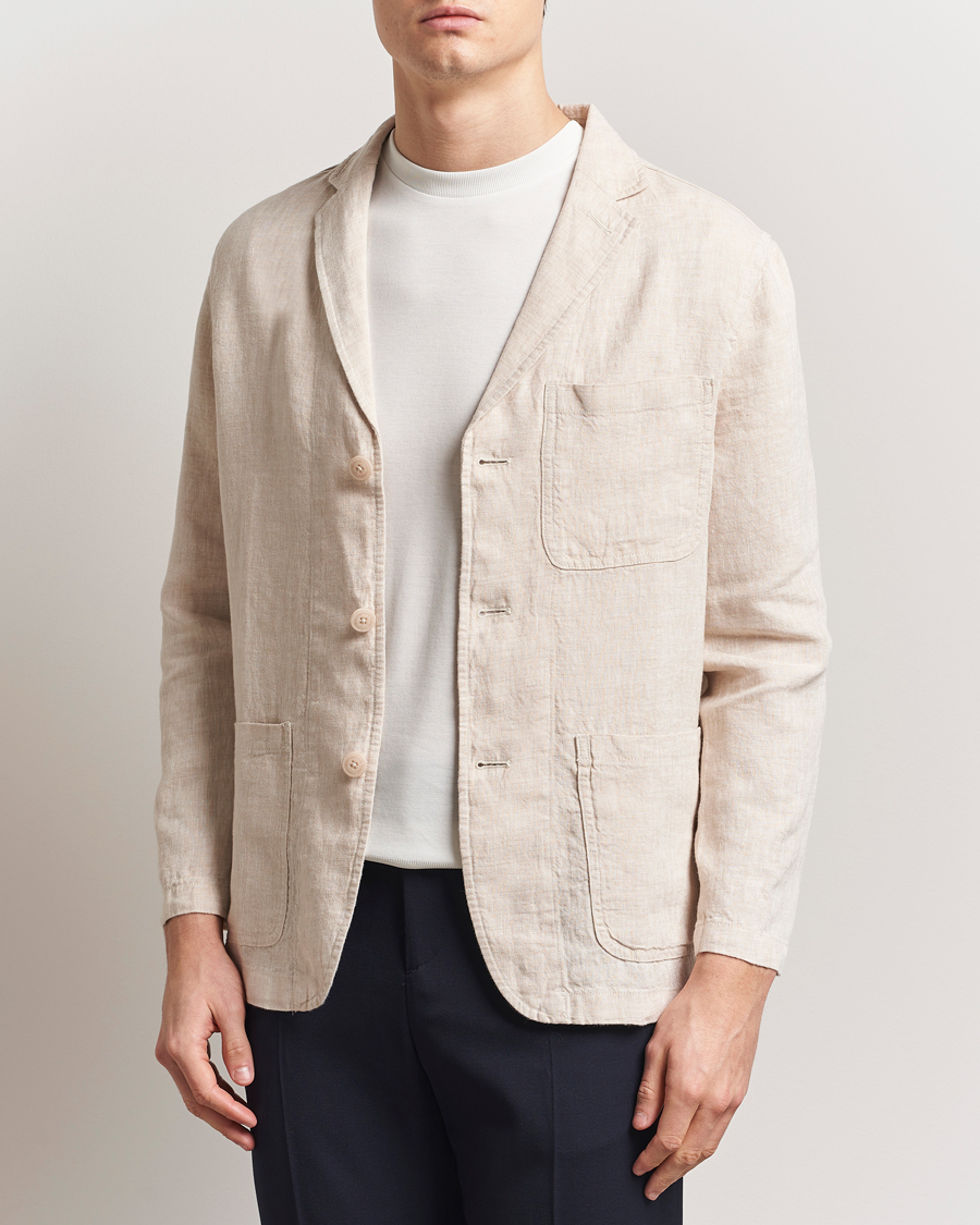 Men | Blazers | KnowledgeCotton Apparel | Linen Blazer Light Feather Grey