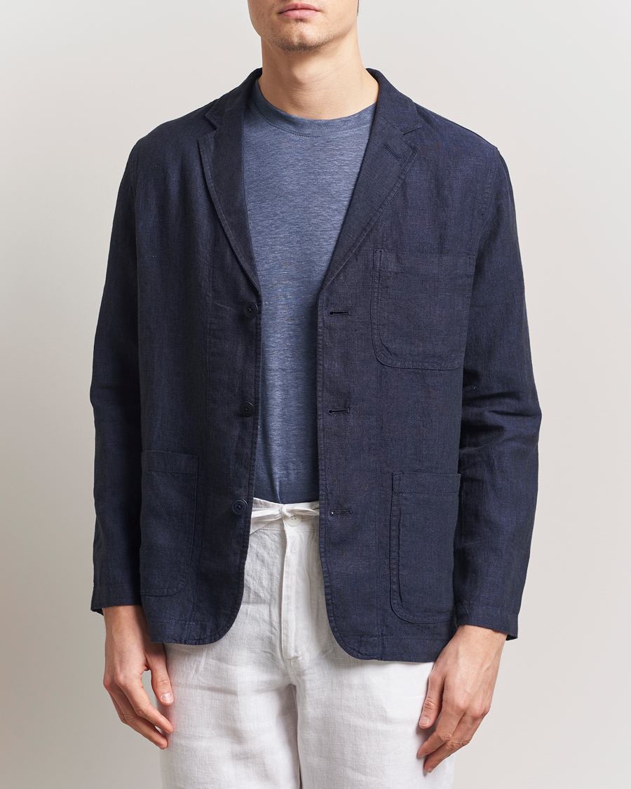 Men | Blazers | KnowledgeCotton Apparel | Linen Blazer Total Eclipse