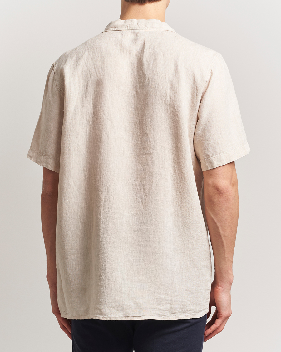 Men | Shirts | KnowledgeCotton Apparel | Short Sleeve Linen Resort Shirt Light Feather Grey
