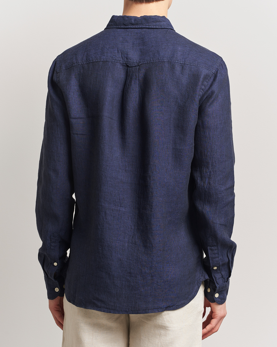 Men | Shirts | KnowledgeCotton Apparel | Regular Linen Shirt Total Eclipse