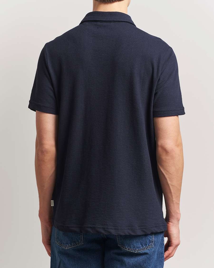 Men | Shirts | KnowledgeCotton Apparel | Short Sleeve Boucle Shirt Night Sky
