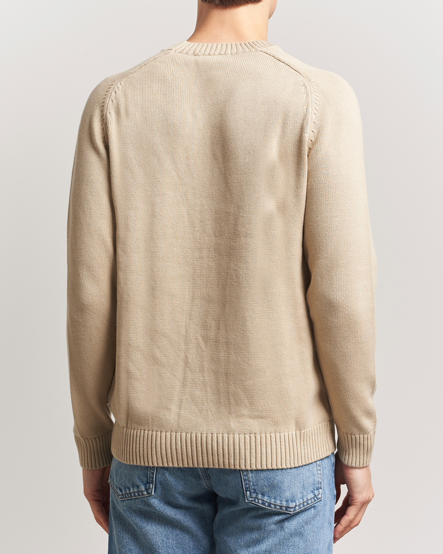 Men | Sweaters & Knitwear | KnowledgeCotton Apparel | Plain Knitted Cotton Crew Light Feather Grey