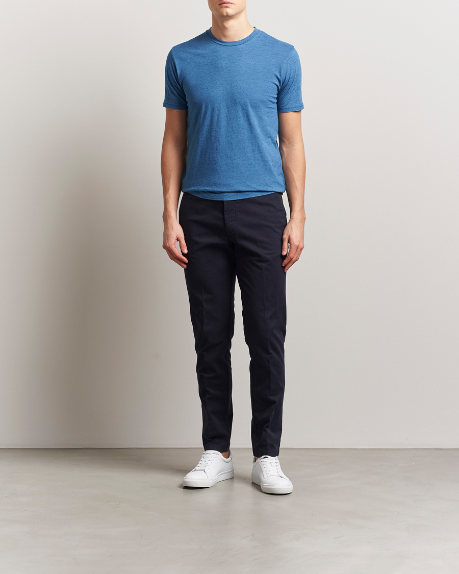 Men | T-Shirts | Sunspel | Riviera Midweight T-Shirt Mid Indigo Wash