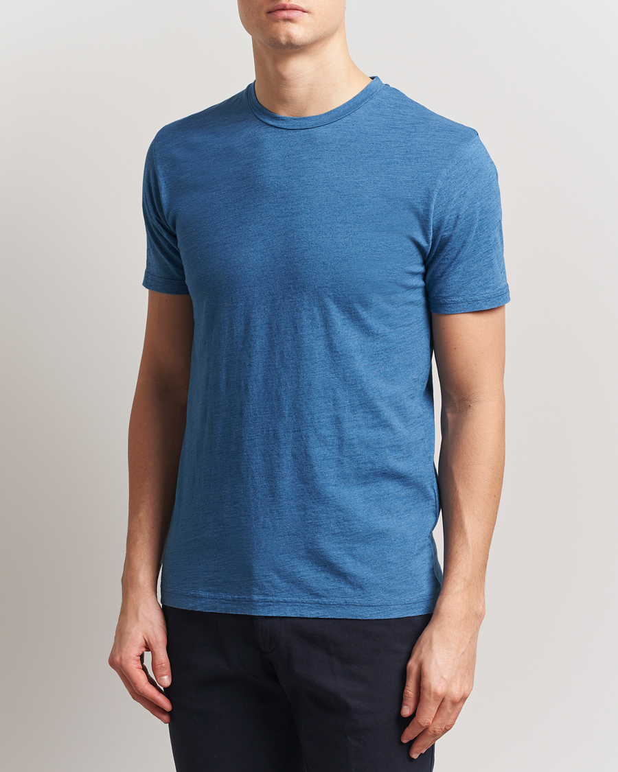 Men | T-Shirts | Sunspel | Riviera Midweight T-Shirt Mid Indigo Wash