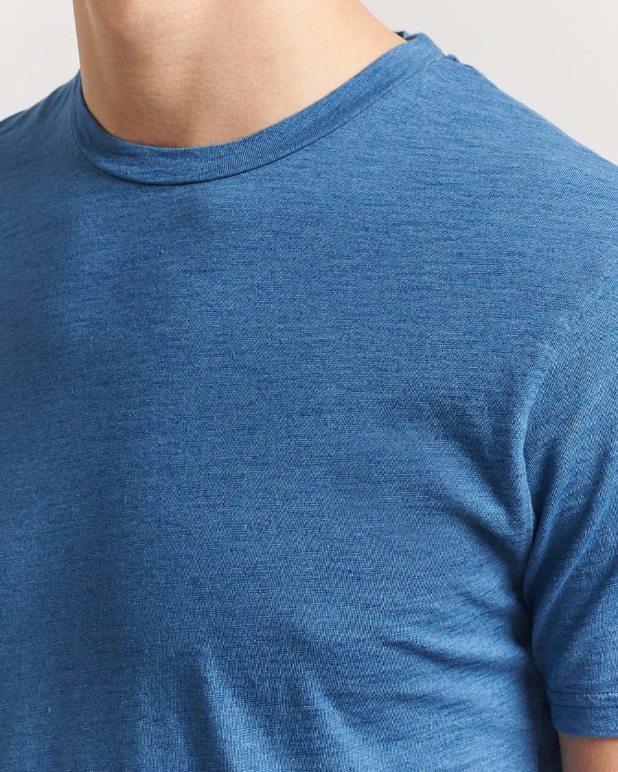 Men | T-Shirts | Sunspel | Riviera Midweight T-Shirt Mid Indigo Wash