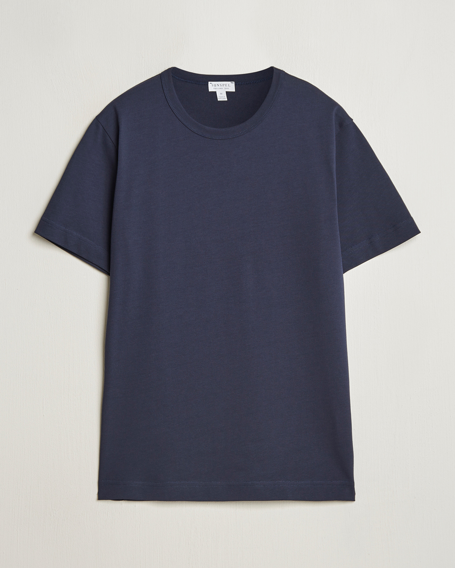 Men | T-Shirts | Sunspel | Single Jersey Supima Cotton T-Shirt Navy