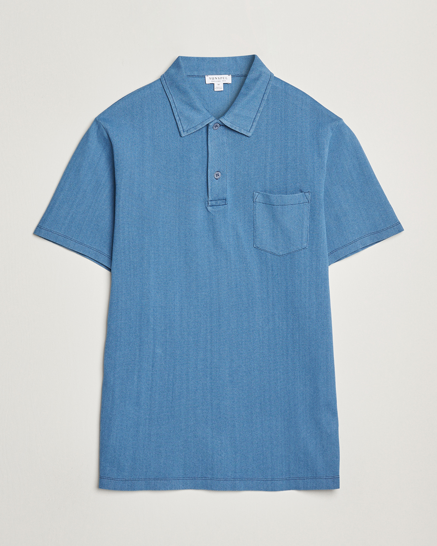 Men | Polo Shirts | Sunspel | Riviera Polo Shirt Mid Indigo Wash