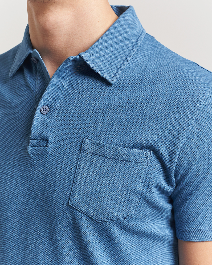 Men | Polo Shirts | Sunspel | Riviera Polo Shirt Mid Indigo Wash