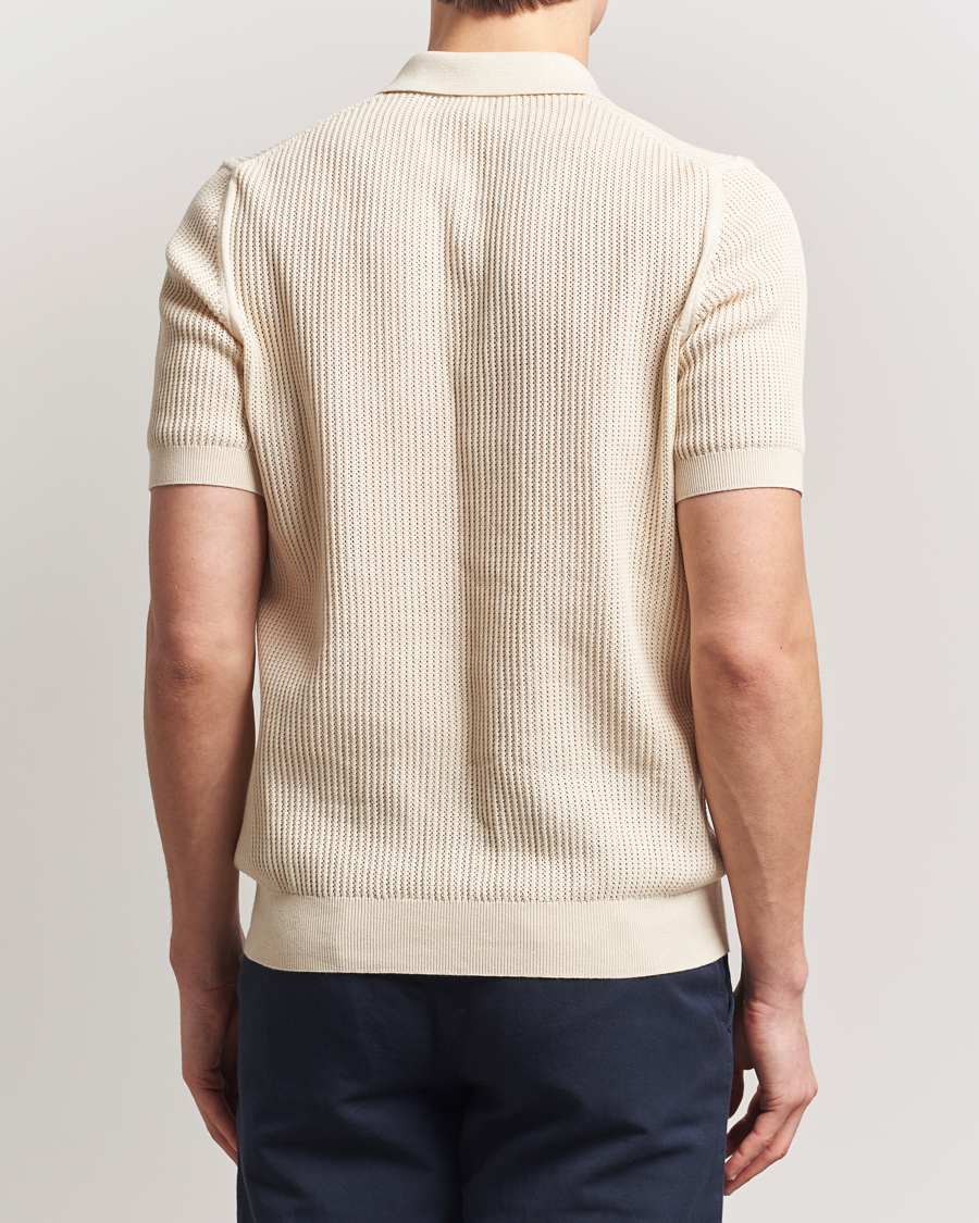 Men | Polo Shirts | Sunspel | Mesh Knit Stitch Polo Ecru