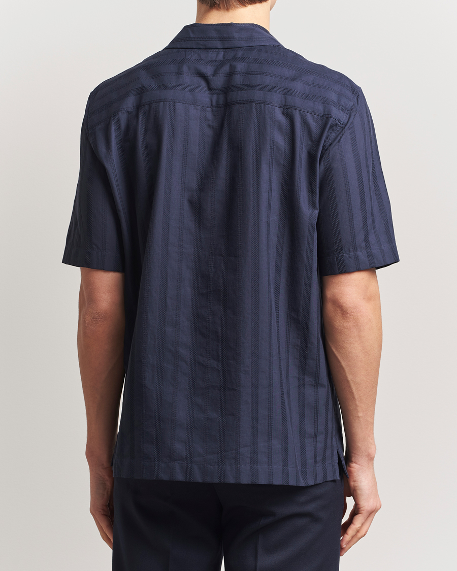 Men | Shirts | Sunspel | Embroidered Cotton Camp Shirt Navy