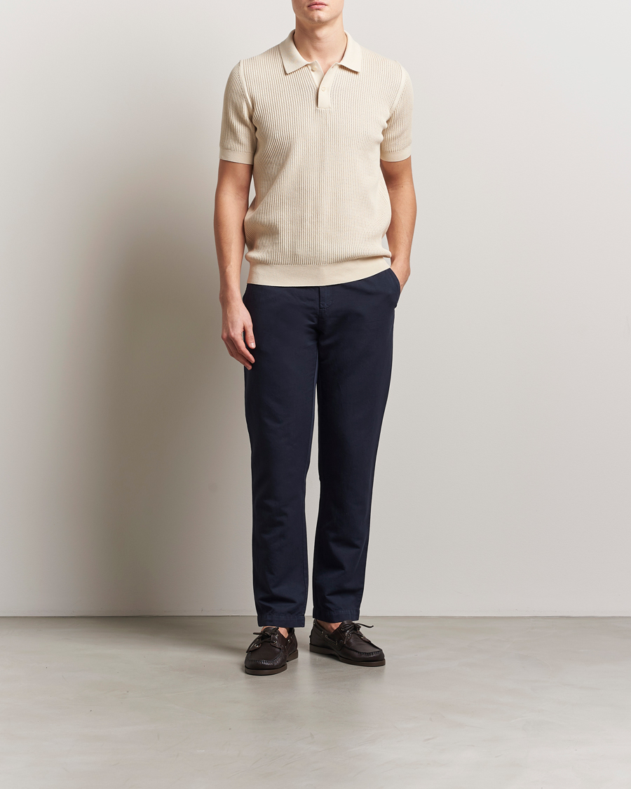 Men | Trousers | Sunspel | Cotton/Linen Trousers Navy