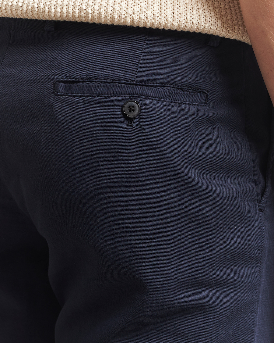 Men | Trousers | Sunspel | Cotton/Linen Trousers Navy