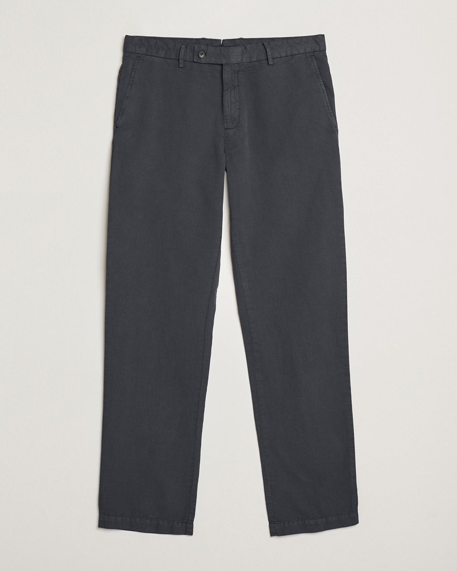Men | Trousers | Sunspel | Cotton/Linen Trousers Charcoal