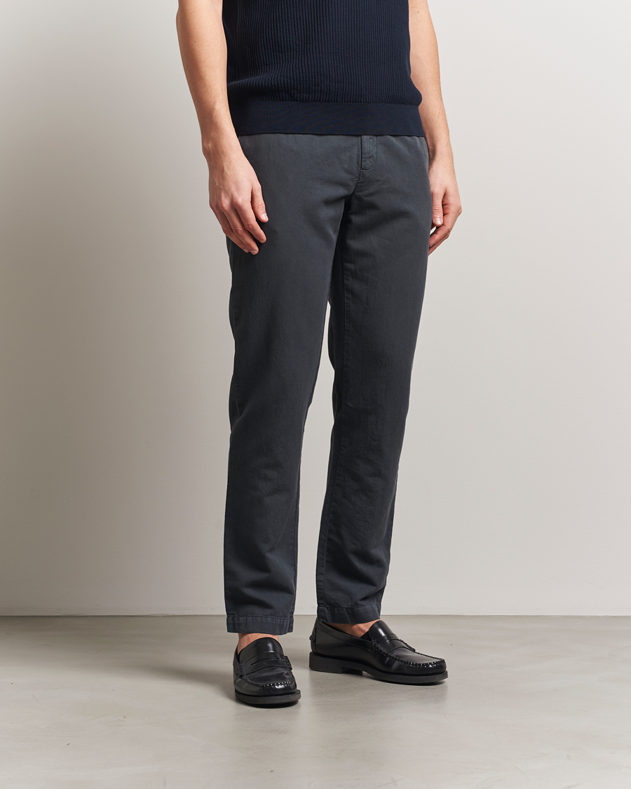 Men | Trousers | Sunspel | Cotton/Linen Trousers Charcoal