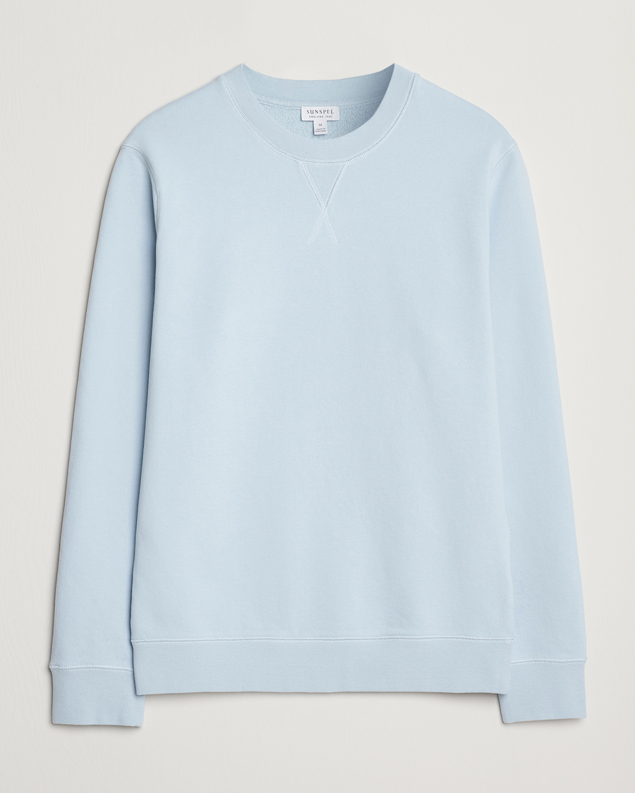 Men | Sweaters & Knitwear | Sunspel | Loopback Sweatshirt Blue Mist