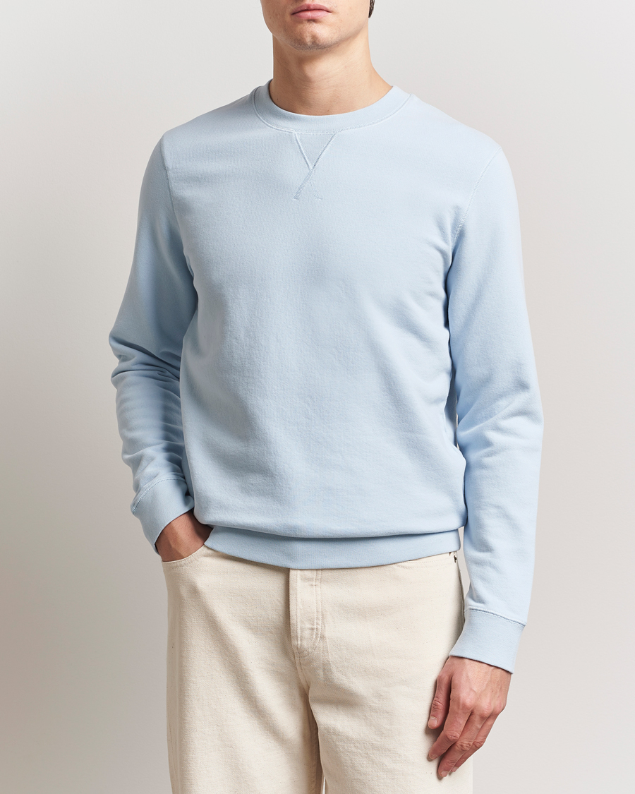 Men | Sweaters & Knitwear | Sunspel | Loopback Sweatshirt Blue Mist