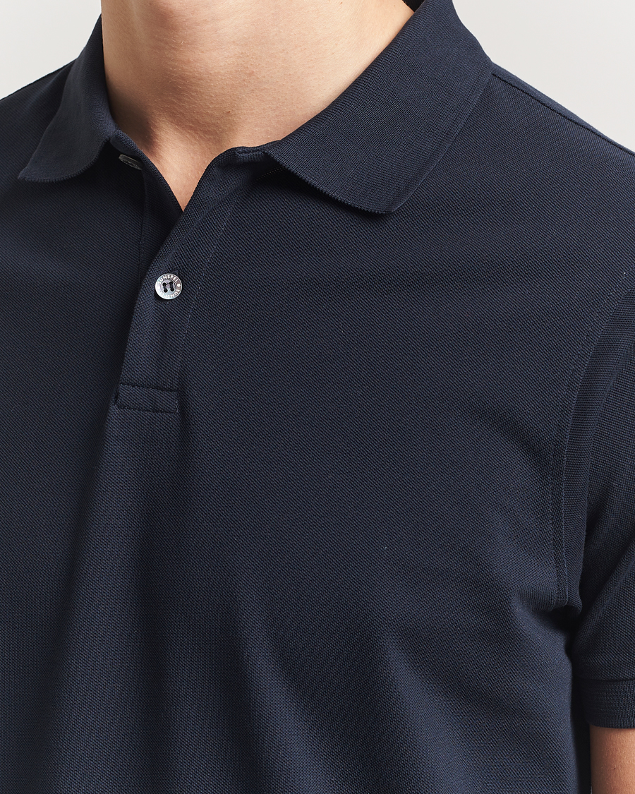 Men | Polo Shirts | Sunspel | Supima Cotton Short Sleeve Pique Polo Midnight Navy