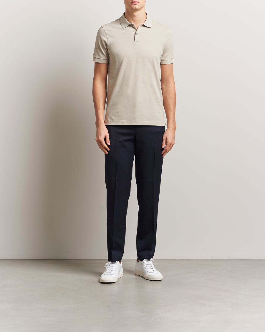 Men | Polo Shirts | Sunspel | Supima Cotton Short Sleeve Pique Polo Ash Grey
