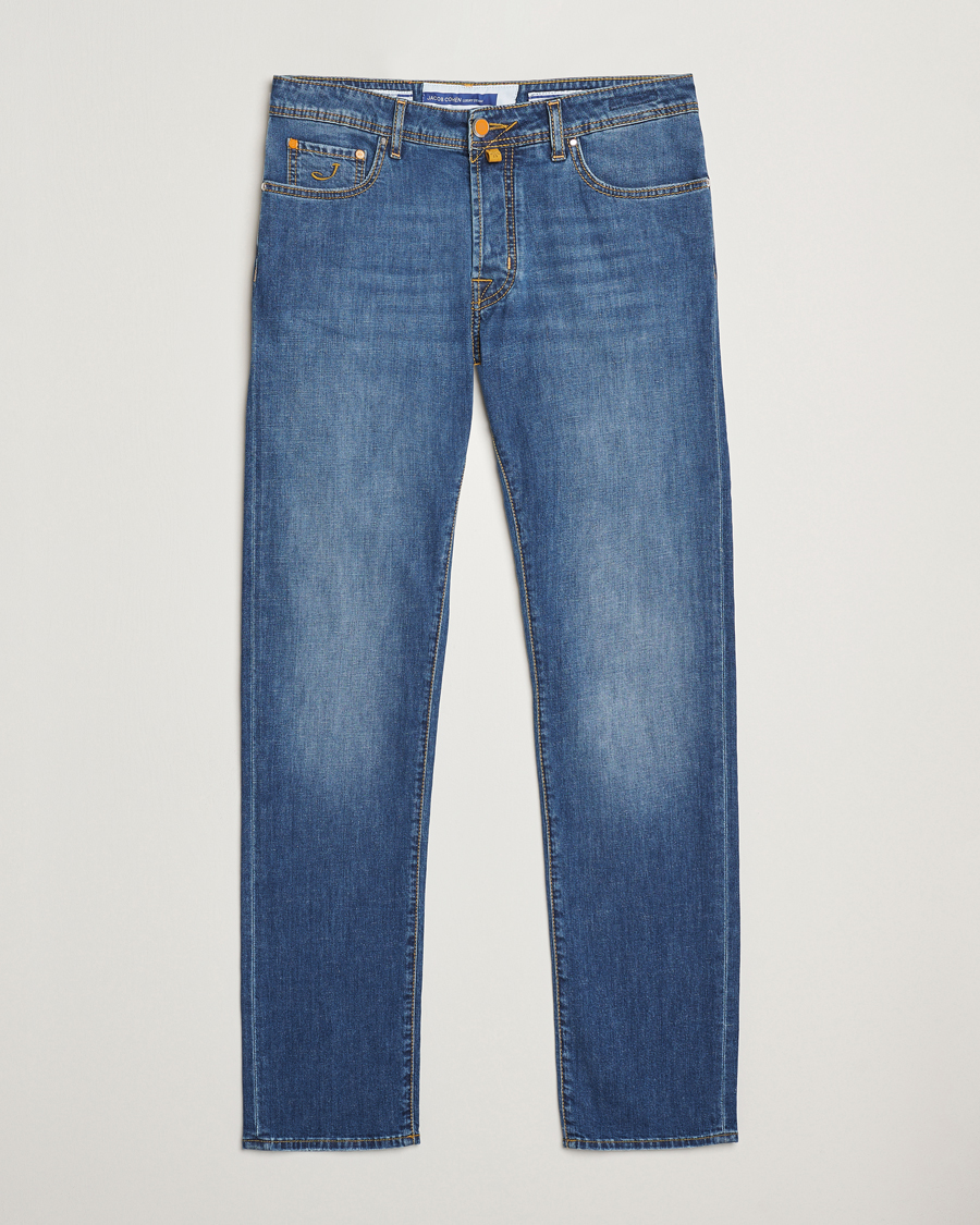 Men | Jeans | Jacob Cohën | Bard Slim Fit Denim/Linen Jeans Mid Blue