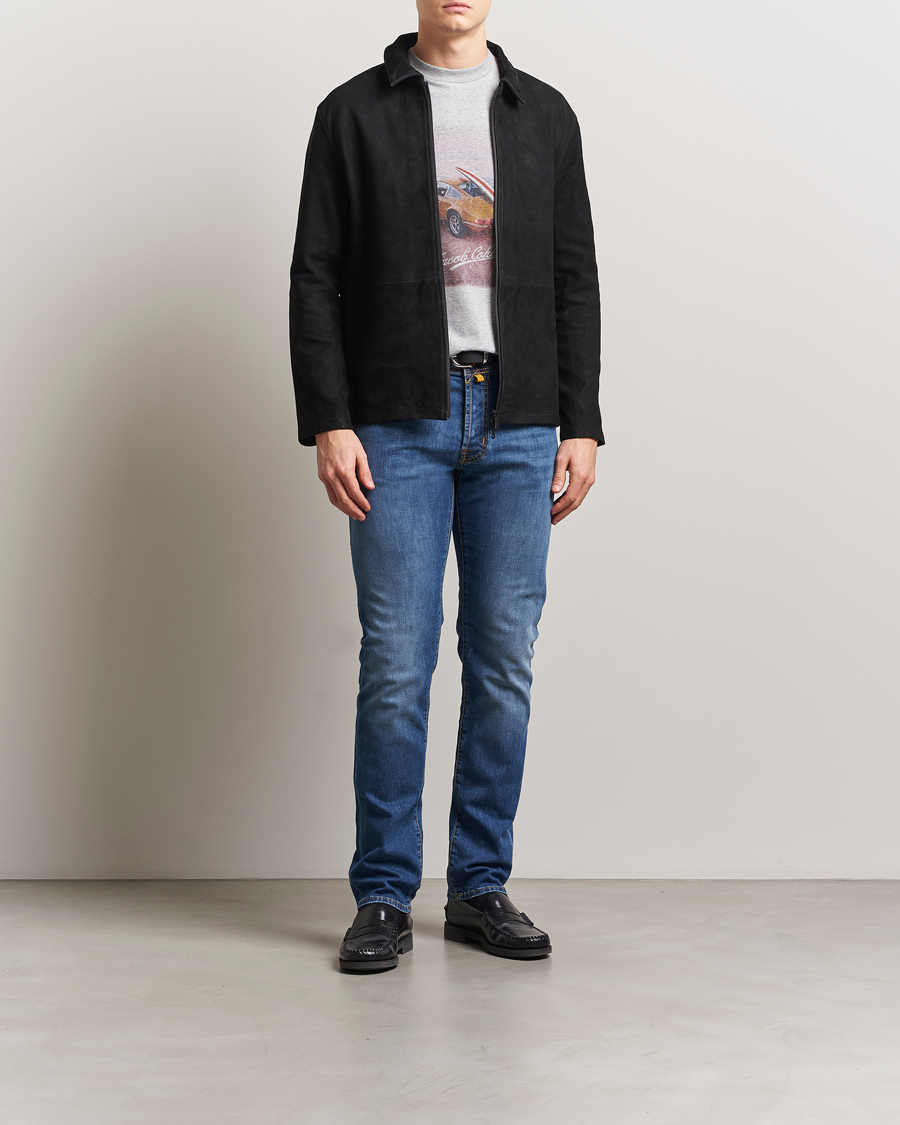 Men | Jeans | Jacob Cohën | Bard Slim Fit Denim/Linen Jeans Mid Blue