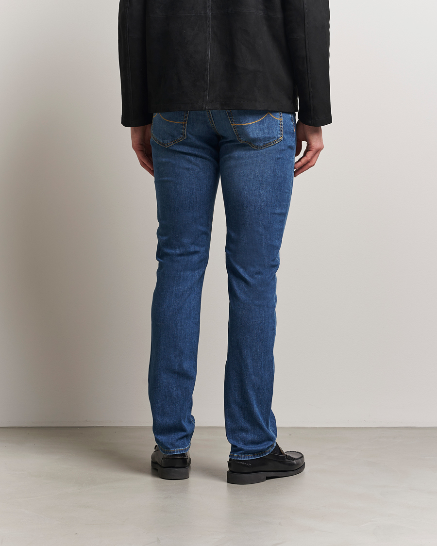 Men | Jeans | Jacob Cohën | Bard Slim Fit Denim/Linen Jeans Mid Blue