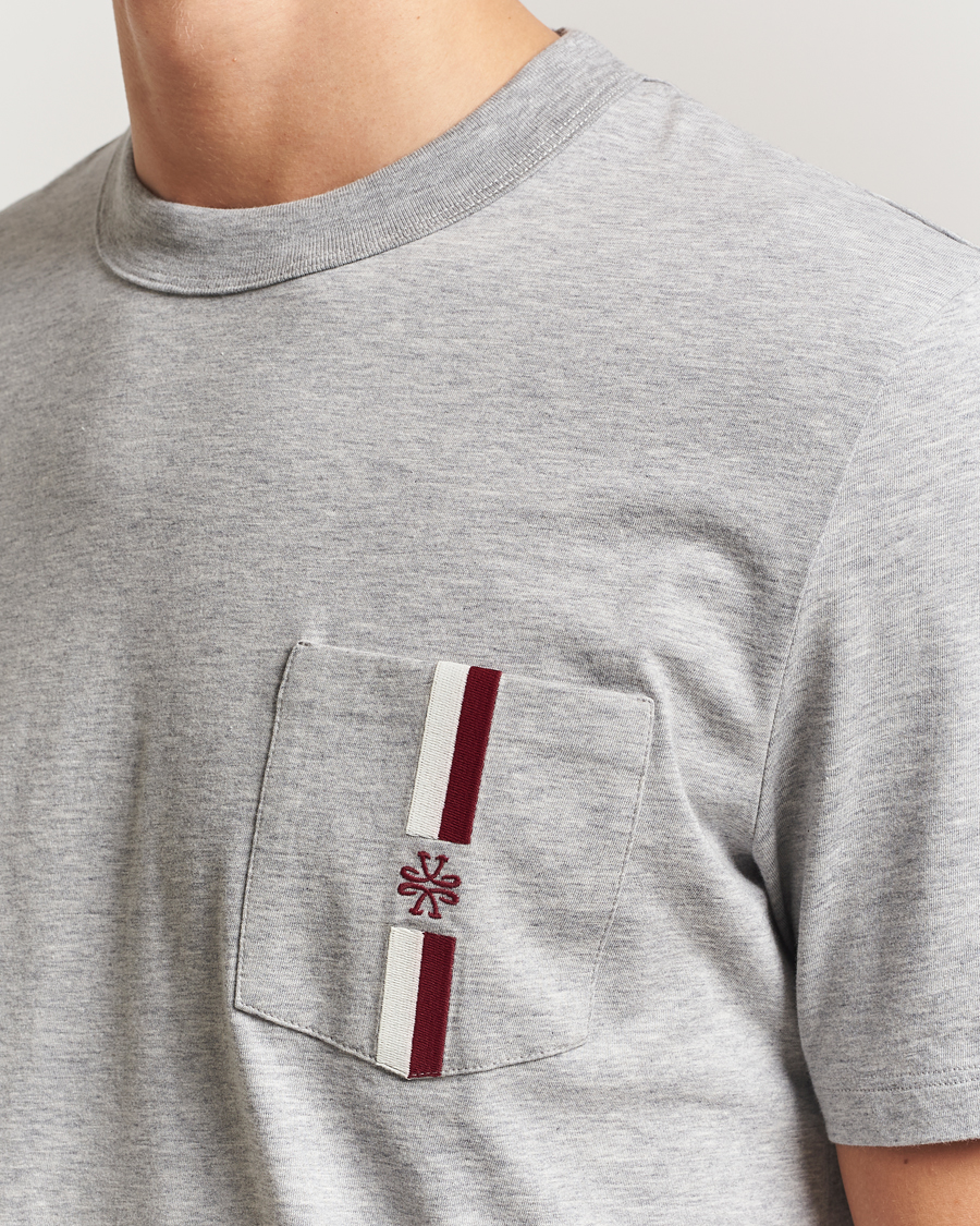 Men | T-Shirts | Jacob Cohën | Cotton Stripe Logo Pocket T-Shirt Light Grey