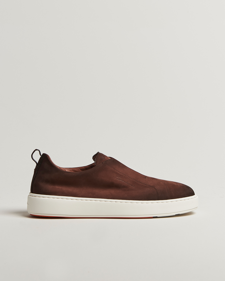 Men | Sneakers | Santoni | Cleanic No Lace Sneakers Brown Nubuck