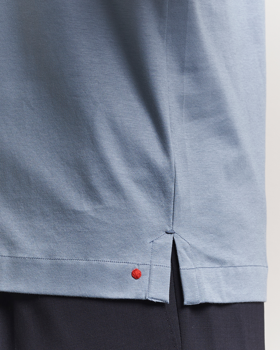 Men | Polo Shirts | Kiton | Short Sleeve Jersey Polo Steel Blue