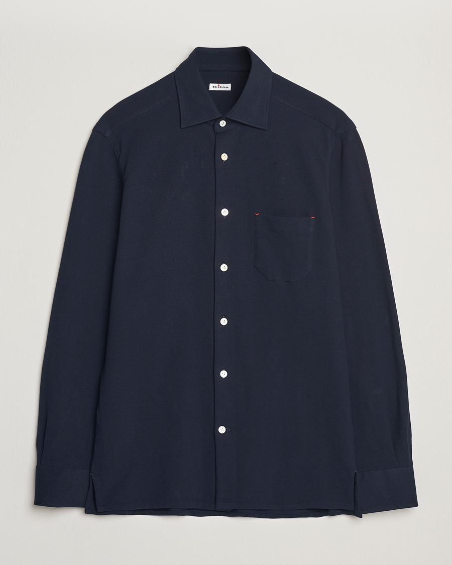 Men | Shirts | Kiton | Jersey Piquet Shirt Navy